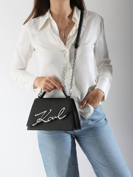 Cross Body Tas K Signature Leder Karl lagerfeld Zwart k signature A1W30036 ander zicht 1